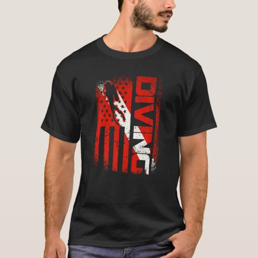 アメリカダイバーダウン州旗アメリカ国旗の降下 Tシャツ (正面)