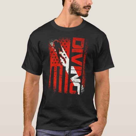 アメリカダイバーダウン州旗アメリカ国旗の降下 Tシャツ (正面)