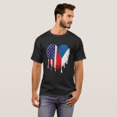 アメリカチェコ伝統月チェコ国旗のハート Tシャツ (正面フル)