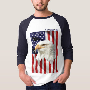 アメリカッコいいカ・イーグル、米国国旗、愛国心 Tシャツ