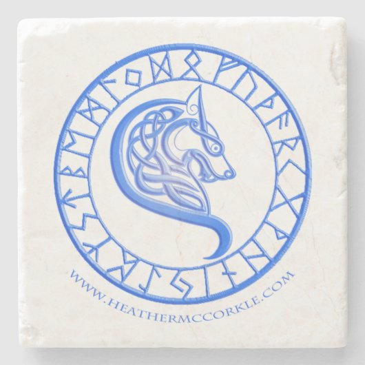 アメリカツガの空のコースターの青 ストーンコースター (正面)