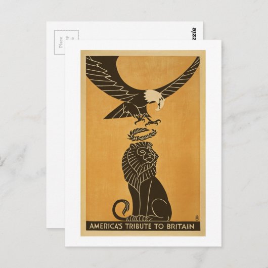 アメリカトリビュートイギリスWWIイギリスプロパガンダ ポストカード (正面/裏面)