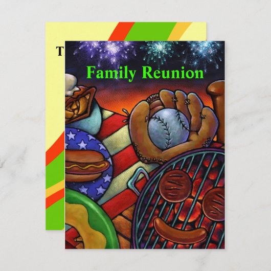 アメリカナファミリー懇親会招待状バーベキューグリル 招待状 (正面/裏面)