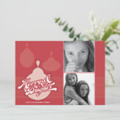 アメリカナレッドオーナメントホリデーフォトカード シーズンカード (スタンド正面)