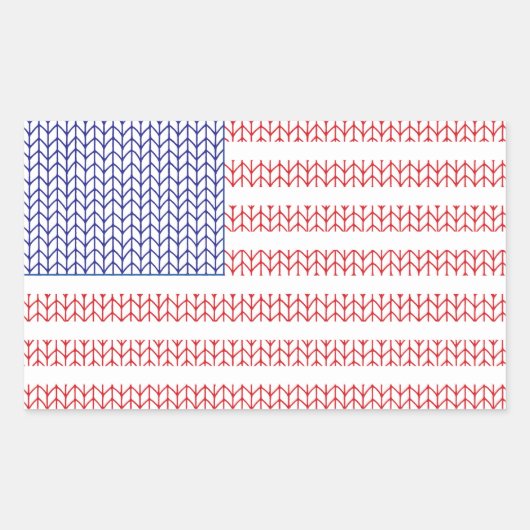 アメリカニット「旗」長方形ステッカー 長方形シール (正面)