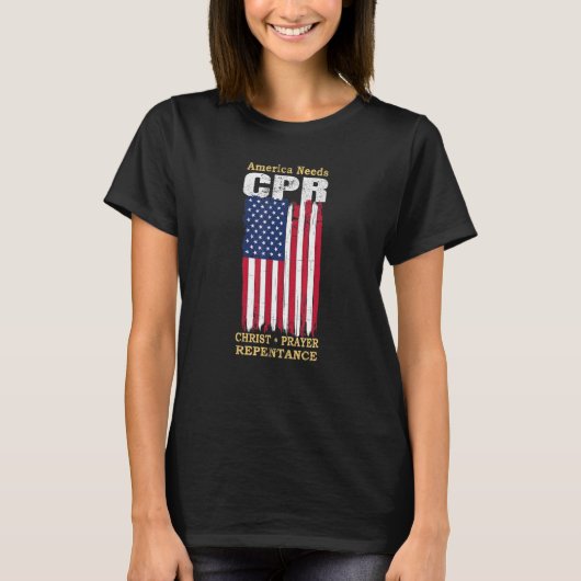 アメリカニーズCPRキリスト祈りの言葉懺悔 Tシャツ (正面)
