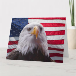 アメリカハクトウワシとアメリカ国旗 カード