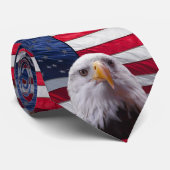 アメリカハクトウワシとアメリカ国旗 ネクタイ (ロール)