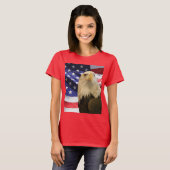 アメリカハクトウワシとアメリカ国旗 Tシャツ (正面フル)