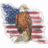 アメリカハクトウワシ愛国アメリカ国旗 シール (正面)