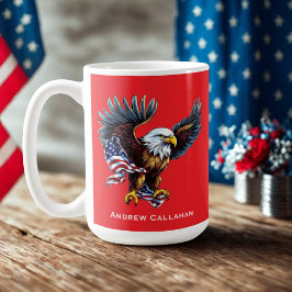 アメリカハクトウワシ愛国USAフラッグ7月4日 コーヒーマグカップ