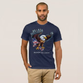 アメリカハクトウワシ愛国USAフラッグ7月4日 Tシャツ (正面フル)