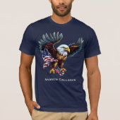 アメリカハクトウワシ愛国USAフラッグ7月4日 Tシャツ (正面)