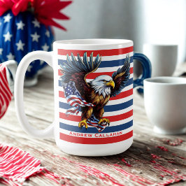 アメリカハクトウワシ 愛国 USA フラッグ 7月4日 コーヒーマグカップ