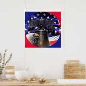 アメリカハクトウワシ、自由の鐘と旗 24x24 ポスター (キッチン)