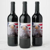 アメリカハゲとアメリカ国旗 ワインラベル (ボトル)