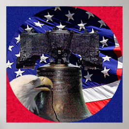 アメリカハゲのワシ、ベルと国旗のポスターXLGサイズ ポスター