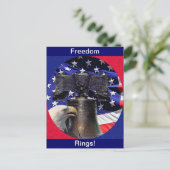 アメリカハゲのワシ、ベルと国旗 ポストカード (スタンド正面)