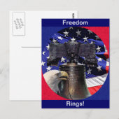 アメリカハゲのワシ、ベルと国旗 ポストカード (正面/裏面)