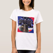 アメリカハゲのワシ、ベルと国旗 Tシャツ (正面)