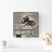 アメリカハゲ飛んでいるワシ海 スクエア壁時計 (ホーム)