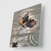 アメリカハゲ飛んでいるワシ海 スクエア壁時計 (傾斜)