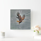 アメリカハゲ飛んでいるワシ海 スクエア壁時計 (ホーム)