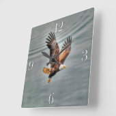 アメリカハゲ飛んでいるワシ海 スクエア壁時計 (傾斜)