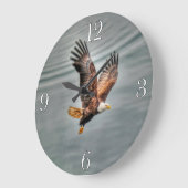 アメリカハゲ飛んでいるワシ海 ラージ壁時計 (傾斜)