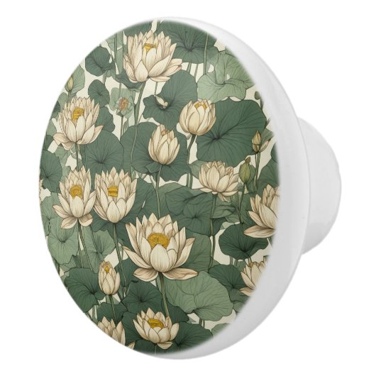 アメリカハスの花の模様 セラミックノブ (右)