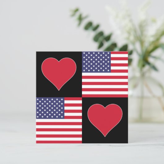 アメリカハートかわいい統一された州愛国的アメリカ人 カード (スタンド正面)