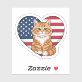 アメリカハートネコ – Patriotic Cat シール