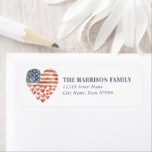 アメリカハート国旗の差出人住所ラベル ラベル (インサイチュ)