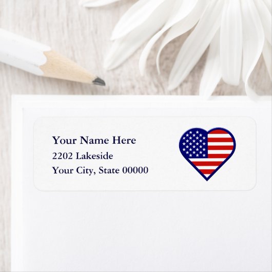 アメリカハート国旗USA差出人住所ラベル ラベル (インサイチュ)