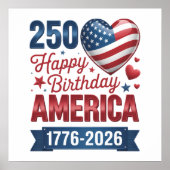 アメリカハート 1776 2026 7月4日 ポスター (正面)