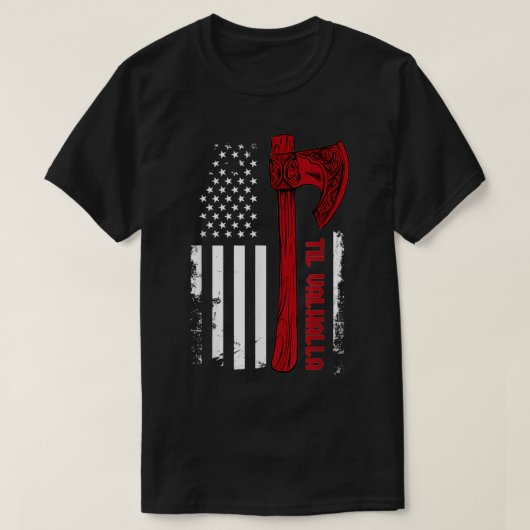 アメリカバイキングアックス国旗Tilヴァルハラノールミソール Tシャツ (デザイン正面)