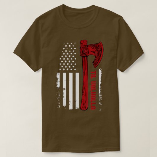 アメリカバイキングアックス国旗Tilヴァルハラノールミソール Tシャツ (デザイン正面)