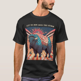 アメリカバイソンのスターとストライプTシャツ Tシャツ