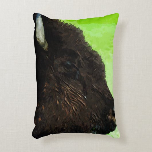 アメリカバイソンポートレート抽象芸術印象派 アクセントクッション (正面(垂直))