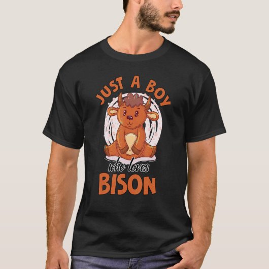 アメリカバイソン好きな少年 アメリカバイソン好きな子供たちへ Tシャツ (正面)