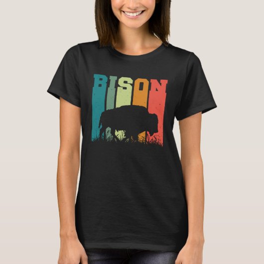 アメリカバイソン男性へとウィメンズ Tシャツ (正面)