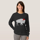 アメリカバイソン サンタ帽子 クリスマスパジャマ Tシャツ (正面フル)