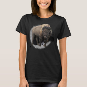 アメリカバイソン バッファロー 牛のデザイン イラスト ギフト Tシャツ
