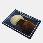 アメリカバイソン、満月と星空の夜   ドアマット (アングル)