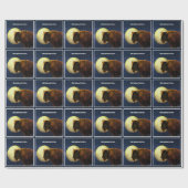 アメリカバイソン、満月と星空の夜  ラッピングペーパー (フラット)