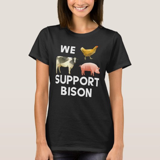 アメリカバイソン 牛 豚 農家 男性 子供たちを応援する Tシャツ (正面)