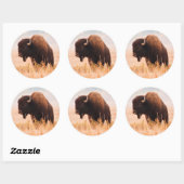 アメリカバイソン (Bison Bison) の群れ テトンにて 2 ラウンドシール (シート)