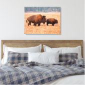 アメリカバイソン（Bison Bison）母子 キャンバスプリント (インサイチュ (寝室))