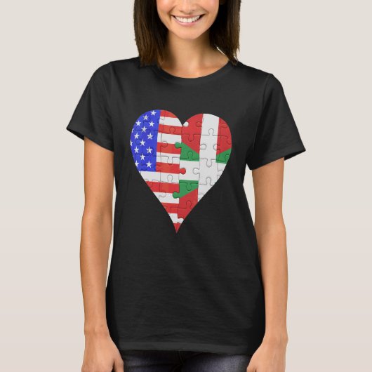 アメリカバスク国旗のハート Tシャツ (正面)