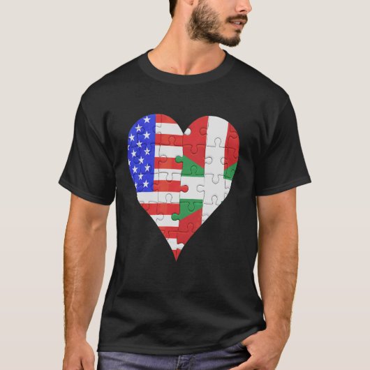 アメリカバスク国旗のハート Tシャツ (正面)